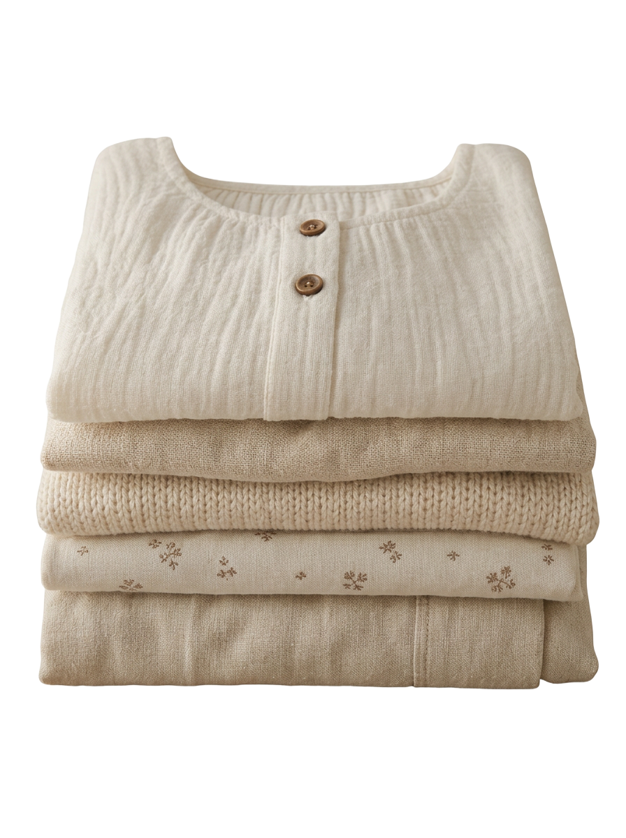 Stack of soft natural children's knitwear