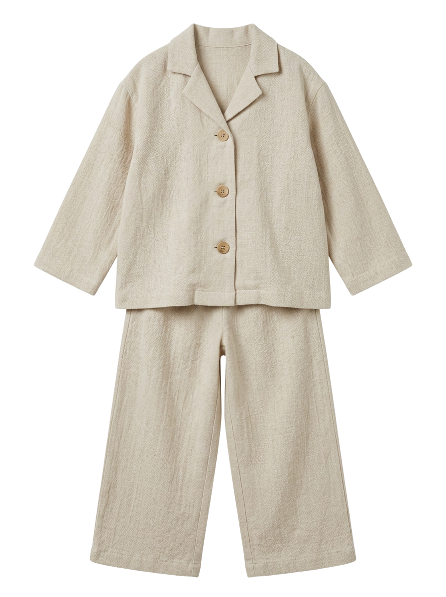 Natural linen two-piece children's set